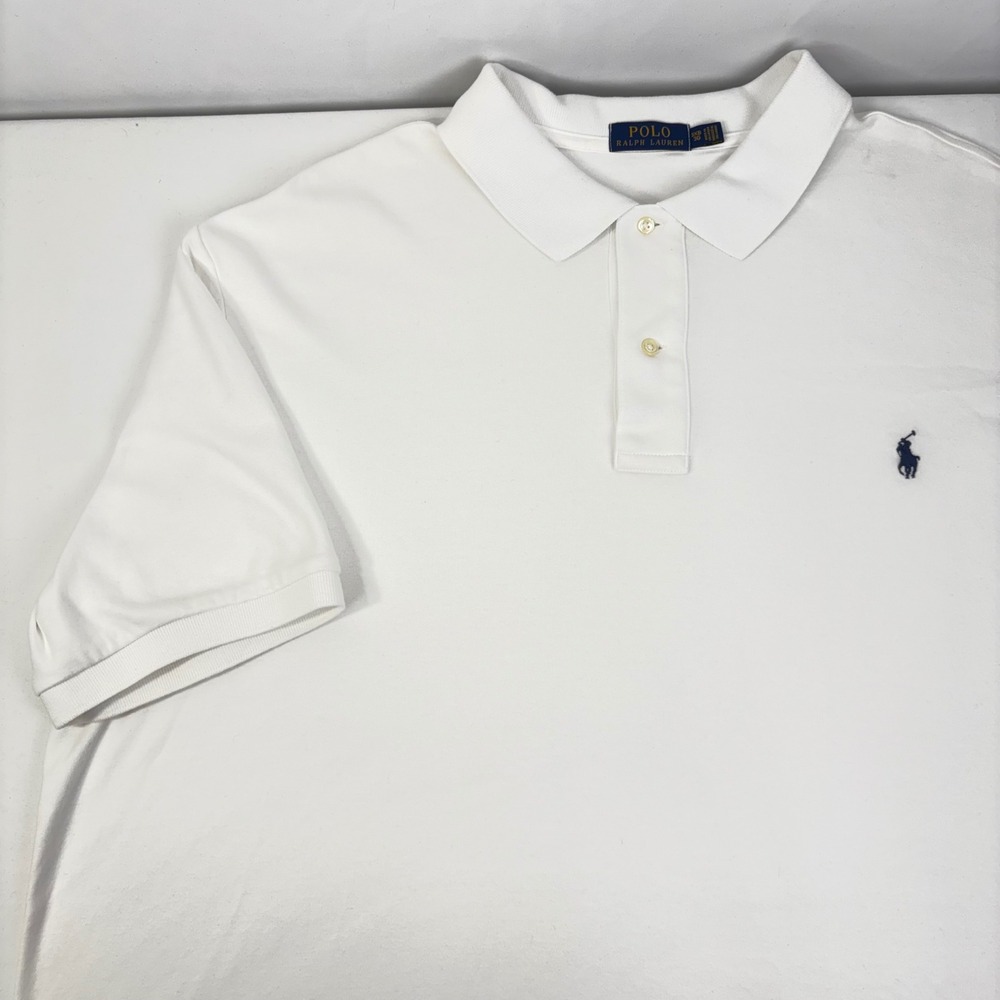 Polo Ralph Lauren Mens White Short Sleeve Cotton Pique Polo Shirt Navy Pony 3XB
